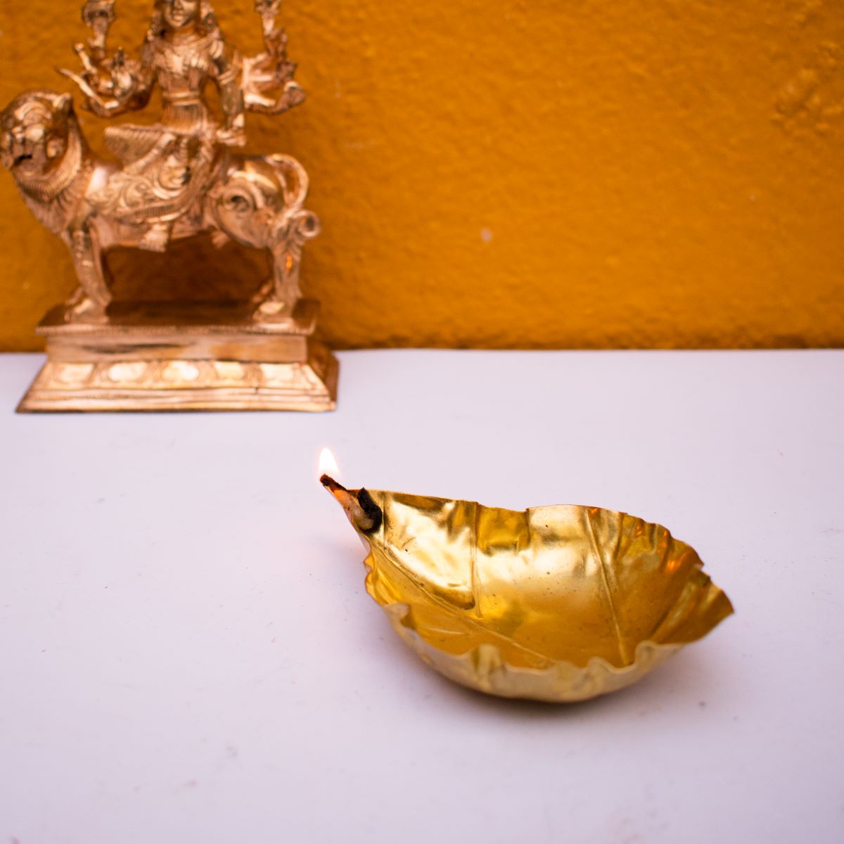 Hand Crafted  Brass Floating Peepal Leaf shaped Diyas (Pair of Diyas)