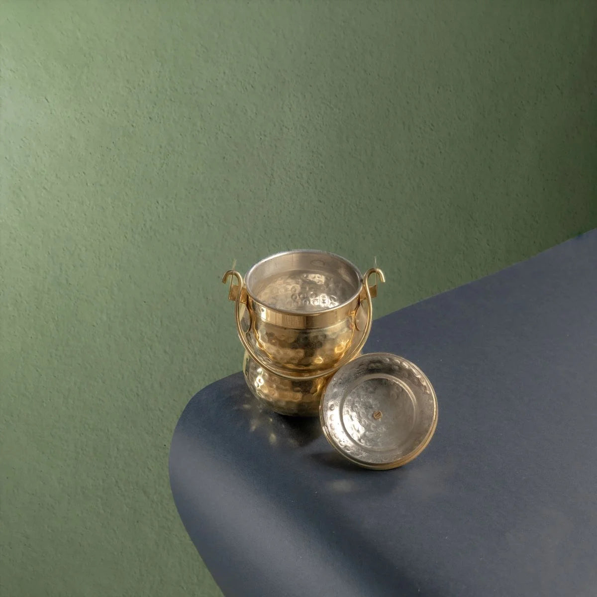 Brass Ghee Thooku Top View-Zishta Traditional Storage Containers