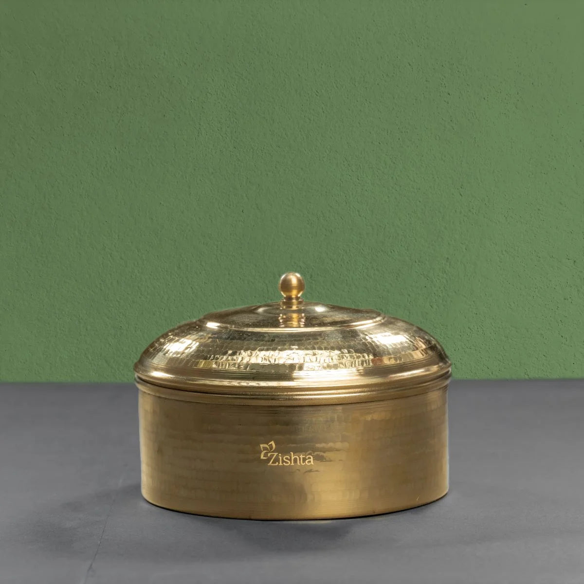 Handcrafted Brass Roti Box with Tin Coating-Zishta Traditional Kitchen Food Storage Containers