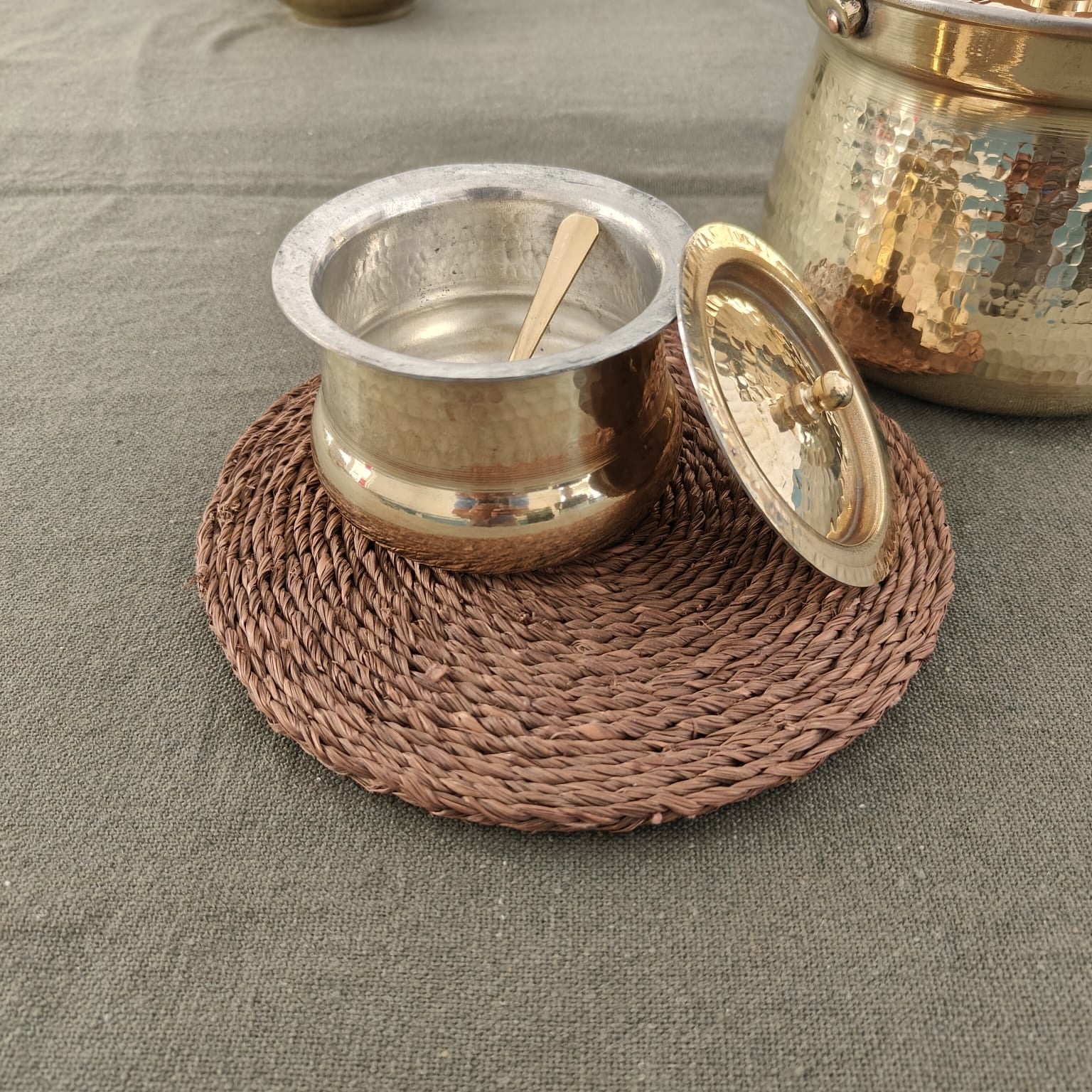 Brass Shakuntala Ghee Pot-3-Zishta Kitchen Food Storage Containers