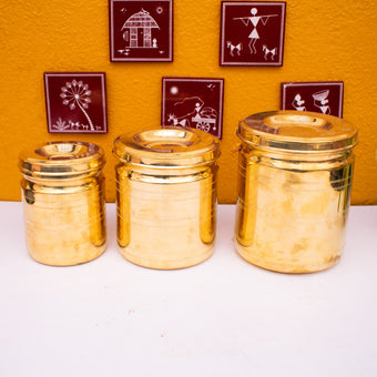 Combo Set: Brass Storage Containers (Set of 3 - All Sizes)