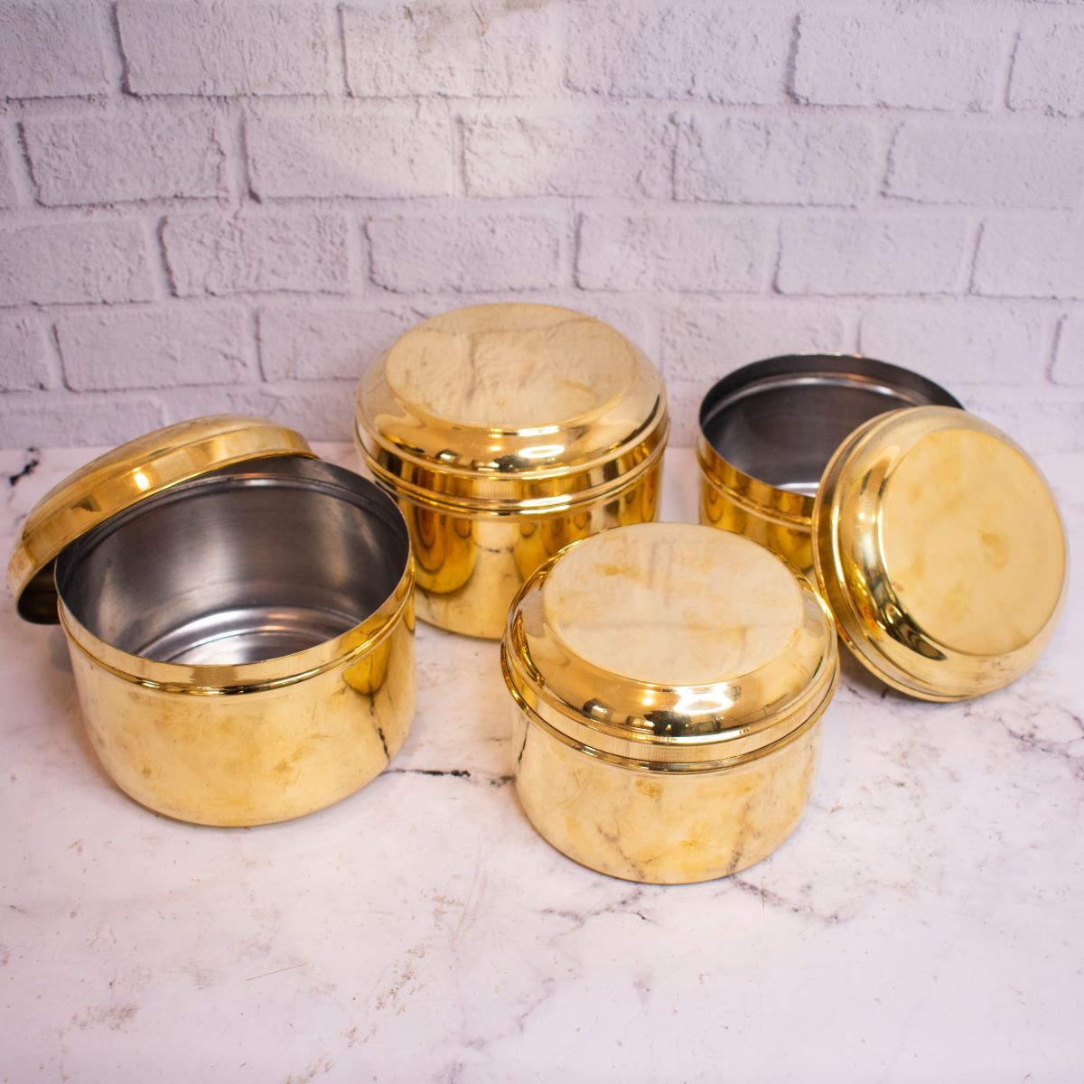 Brass Storage Tiffin Box Containers (With tin Coating)