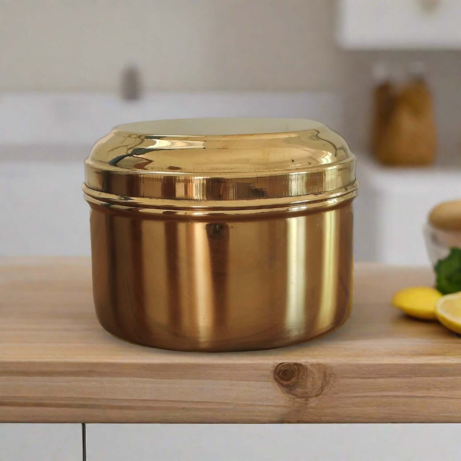 Brass Storage Tiffin Box Containers with tin Coating-Zishta Traditional Food Containers 