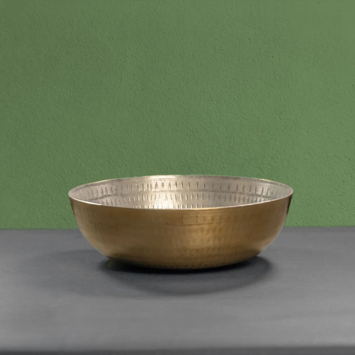 Brass Tasla with Tin Coating Side View-Zishta Traditional Cookware