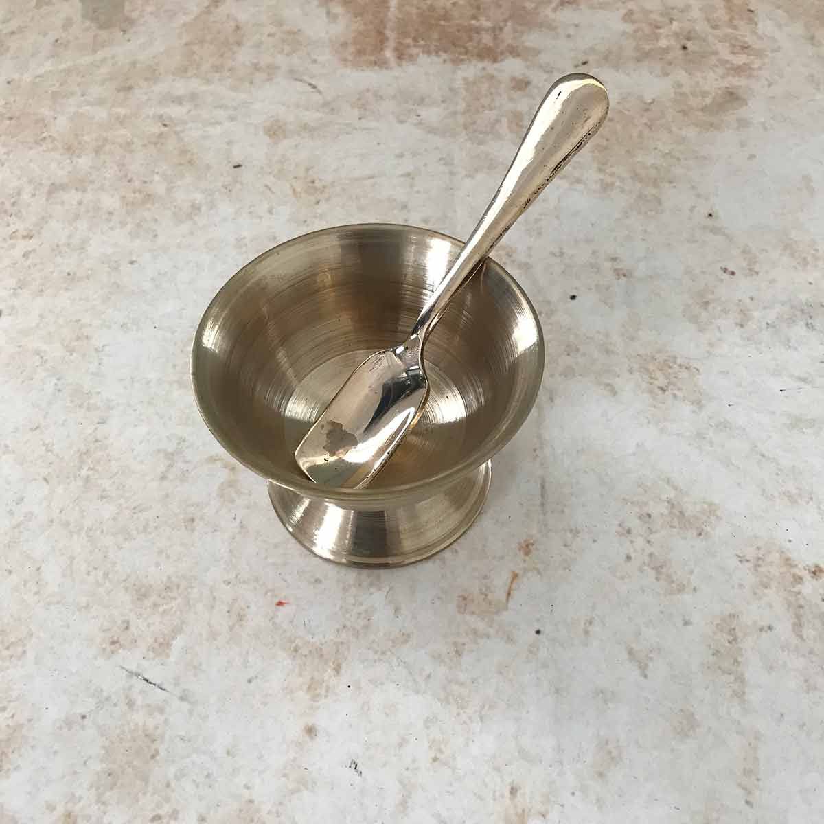 Kansa-Bronze Ice Cream Bowl With Spoon
