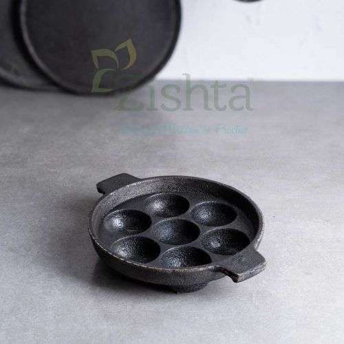 Cast Iron Kuzhi Paniyarakal Paddu Appe Tawa-7cavity-Zishta Traditional Cookware