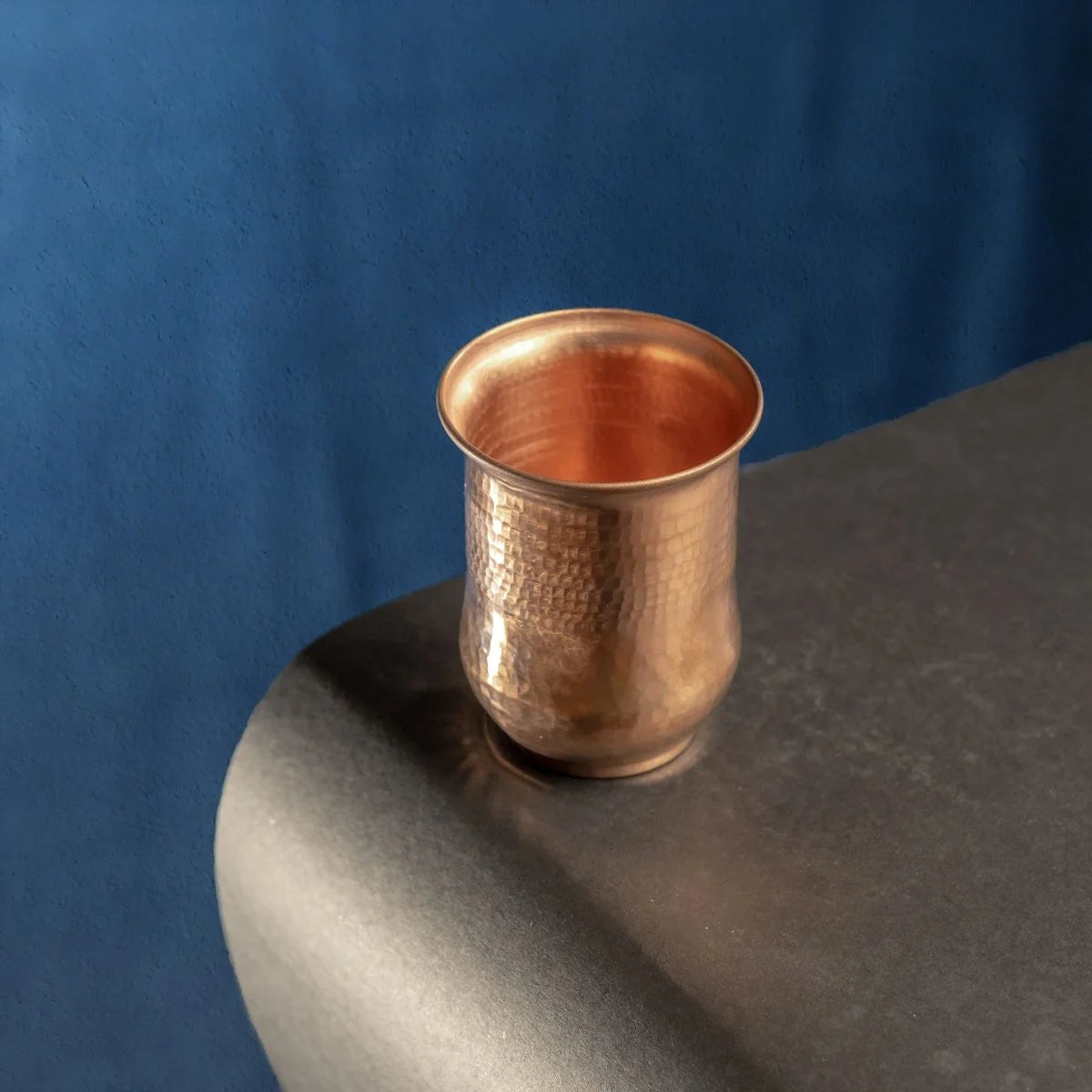 Copper Curved Water Tumbler Glass-Zishta Traditional Serveware