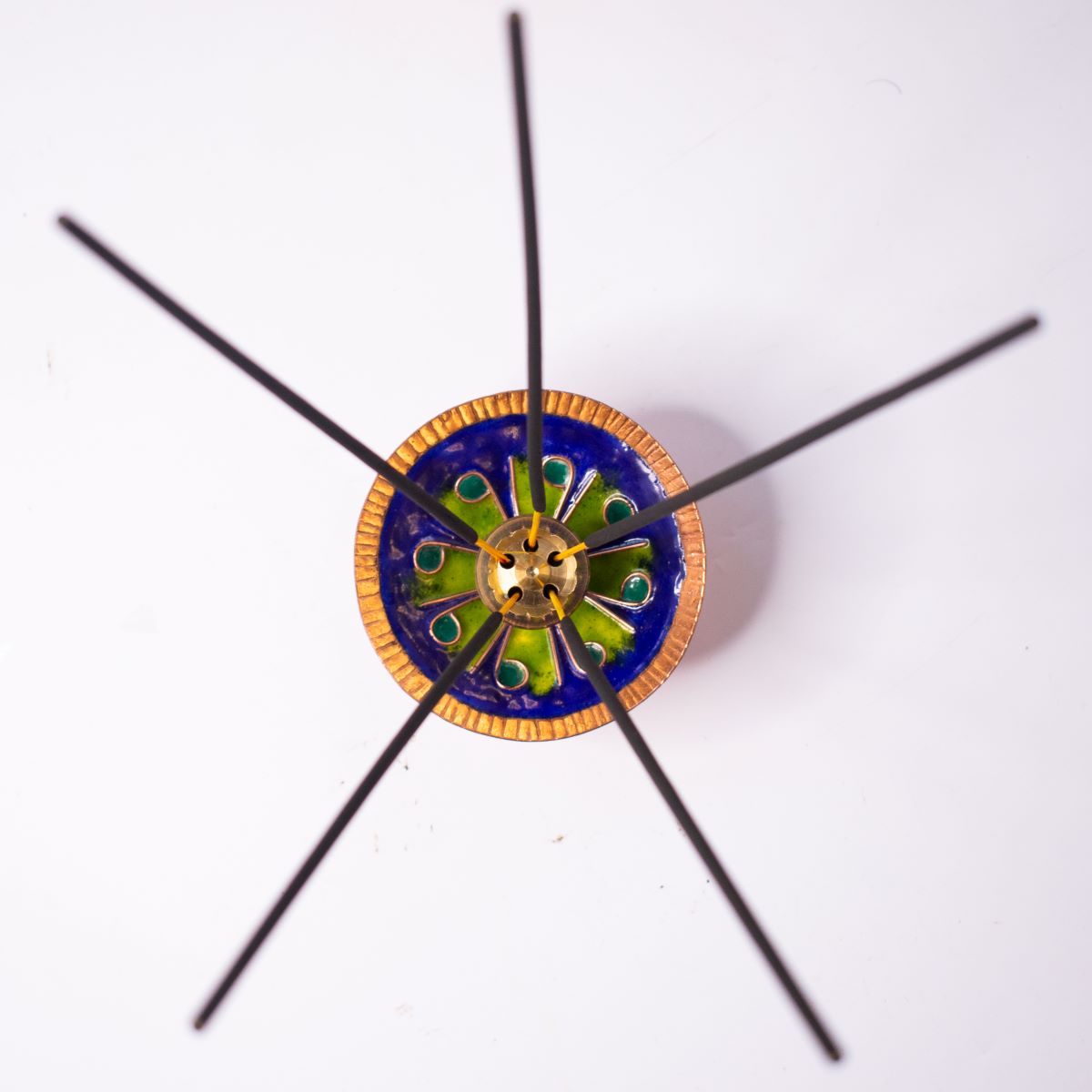 Copper Enamel Incense Stick Holder Round-Set Of 5