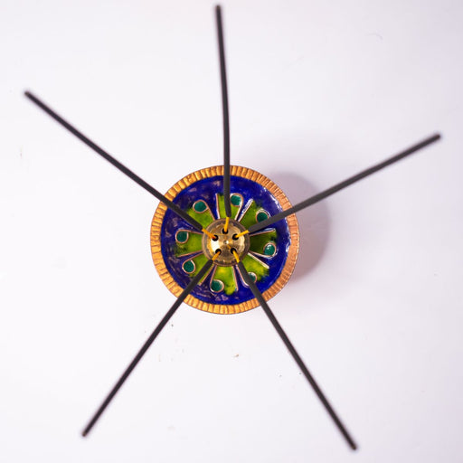 Copper Enamel Incense Stick Holder-Round-1-Navratri Gift-Zishta Traditional Home Decor