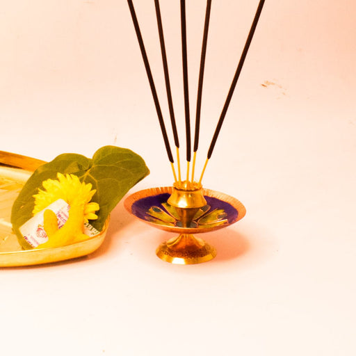 Copper Enamel Incense Stick Holder-Round-3-Navratri Gift-Zishta Traditional Home Decor