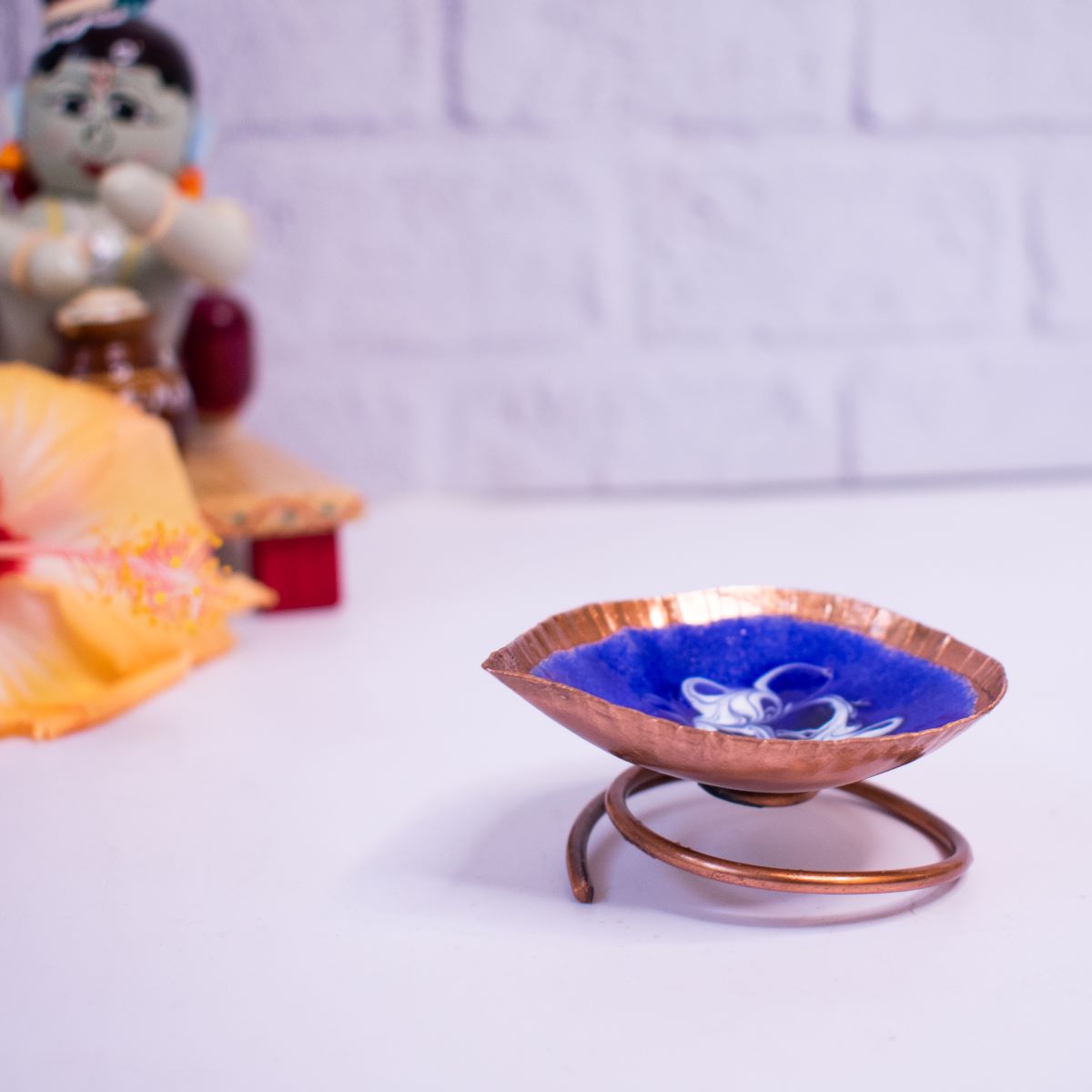 Copper Enamel Spring Diya-Lamp-1-Navratri Gift-Zishta Traditional Home Decor