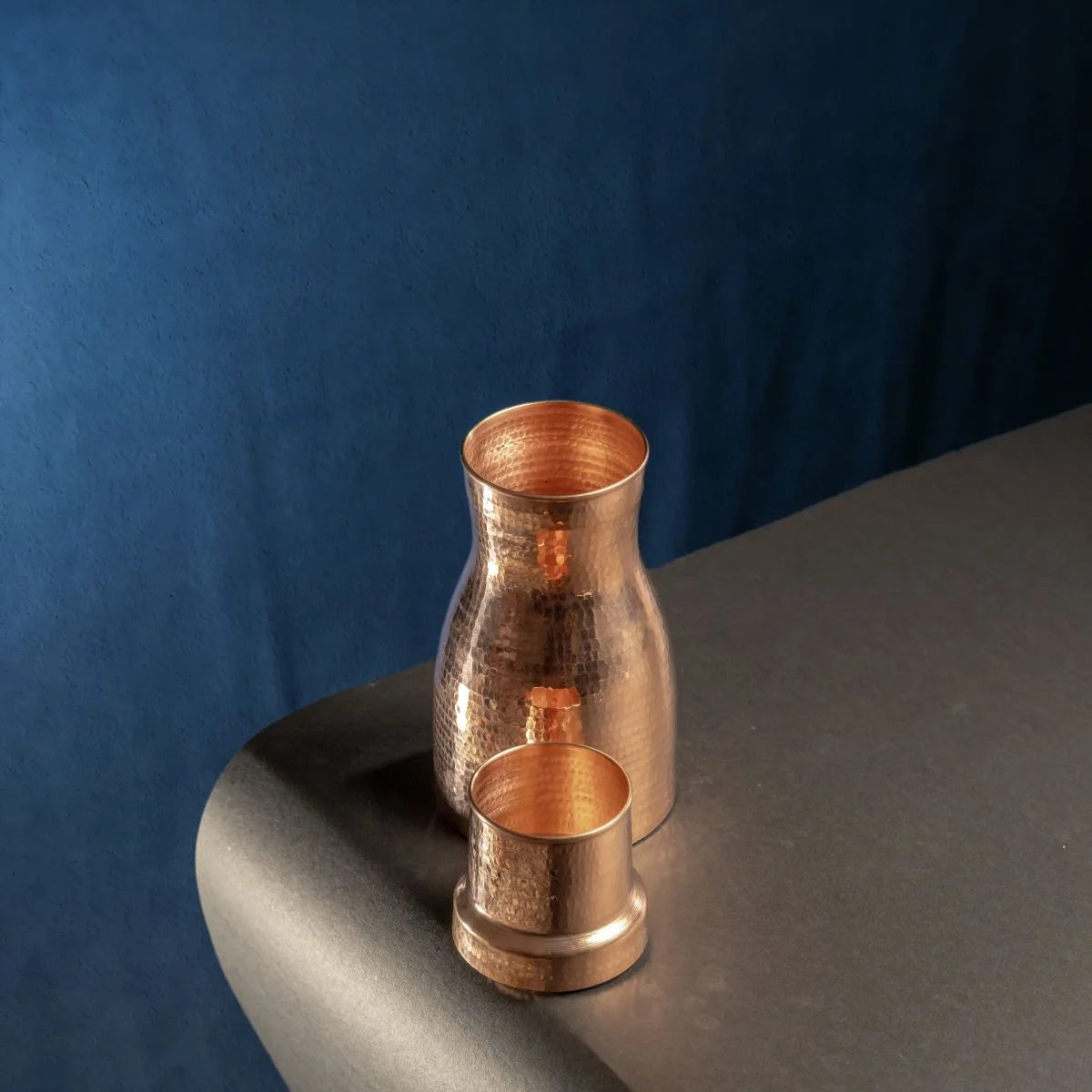 Copper Water Carafe Top View-Zishta Traditional Serveware