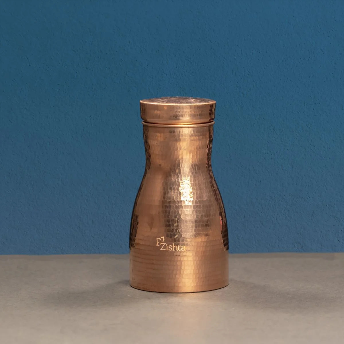 Copper Water Carafe with Lid Side View-Zishta Traditional Serveware