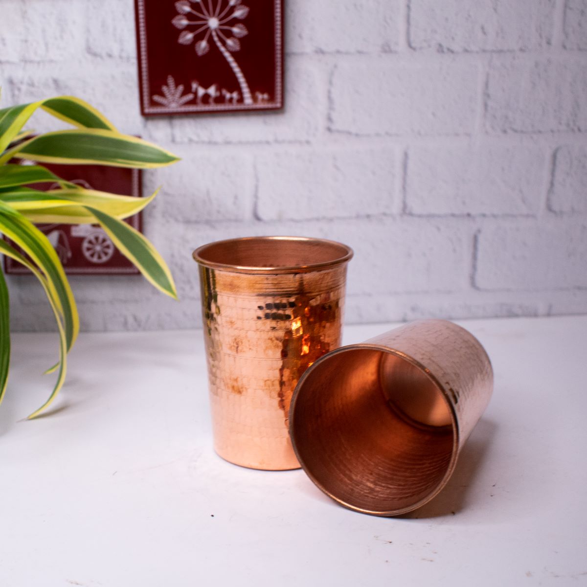 Copper Water Tumbler-Glass Set