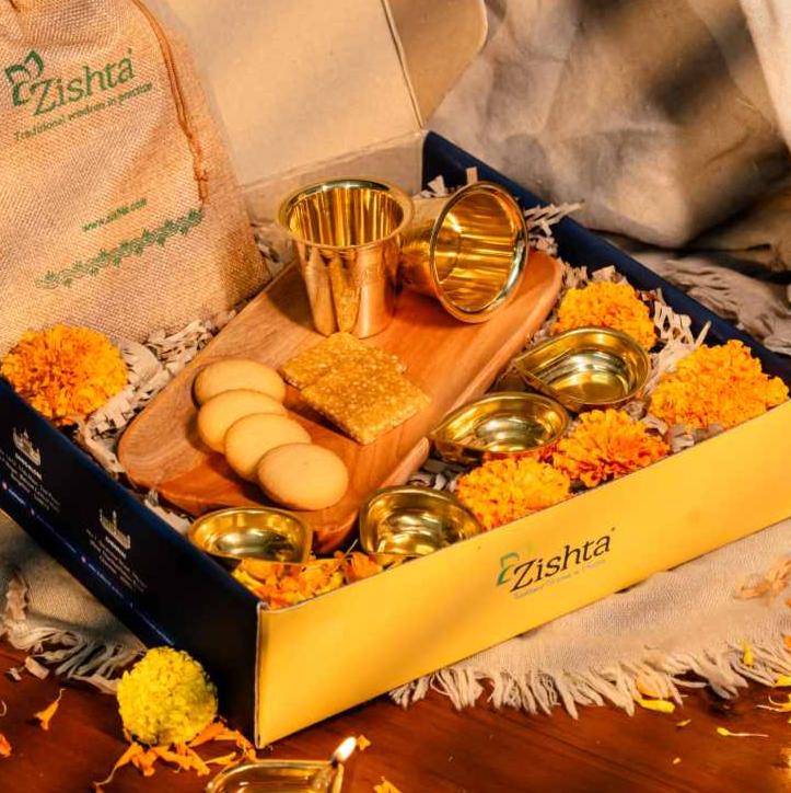 Diwali Brass Neem Festive Platter-2-Zishta Diwali Gifting