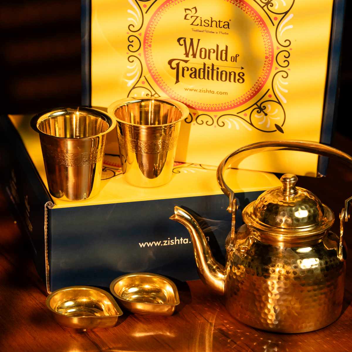 Diwali Swarna Chai Deepam Set-2-Zishta Diwali Gifting