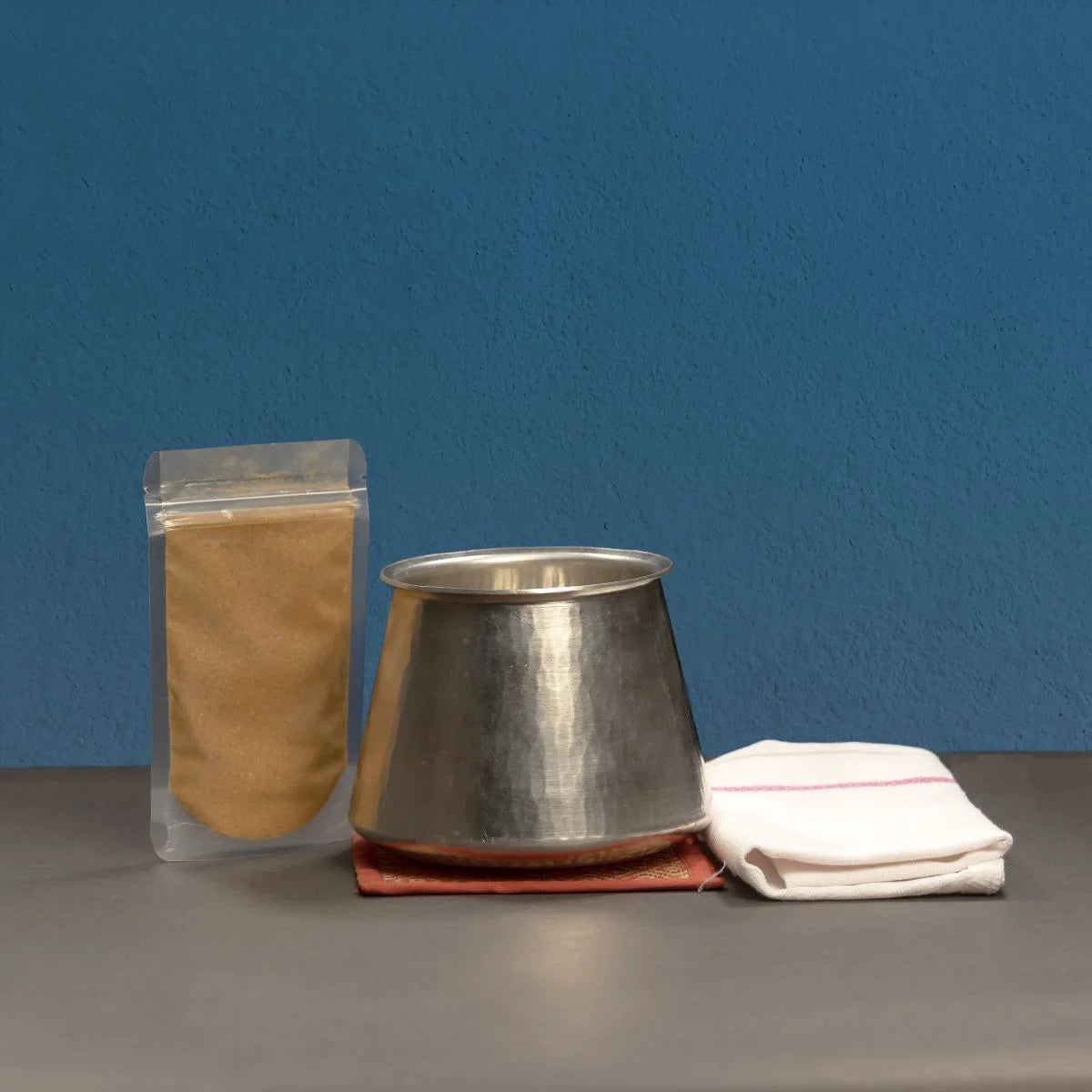 Eeya Chombu-Tin Vessel Vennathazhi Shape with Rasam Starter Kit-Zishta Traditional Cookware