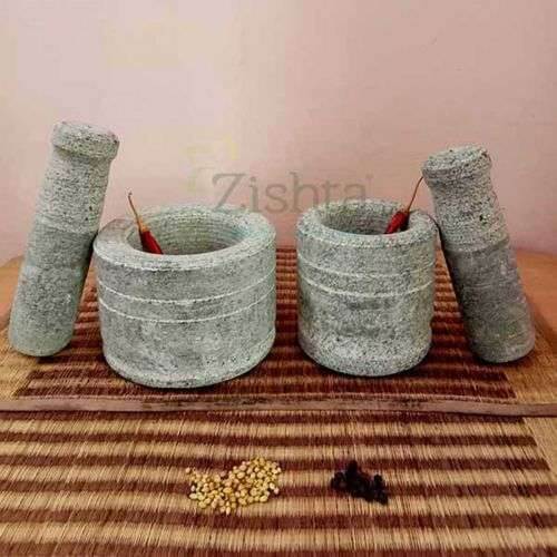 Hardstone Hand Chiseled Mortar & Pestle-1-Zishta Kitchen Accessories