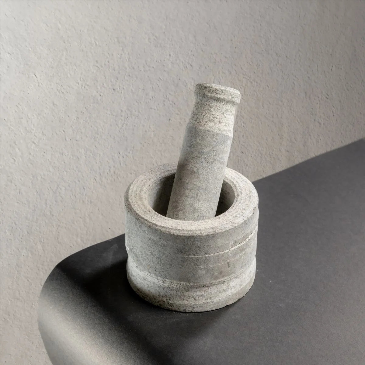 Hardstone Hand Chiseled Mortar & Pestle Top View-Zishta Traditional Kitchen Accessories