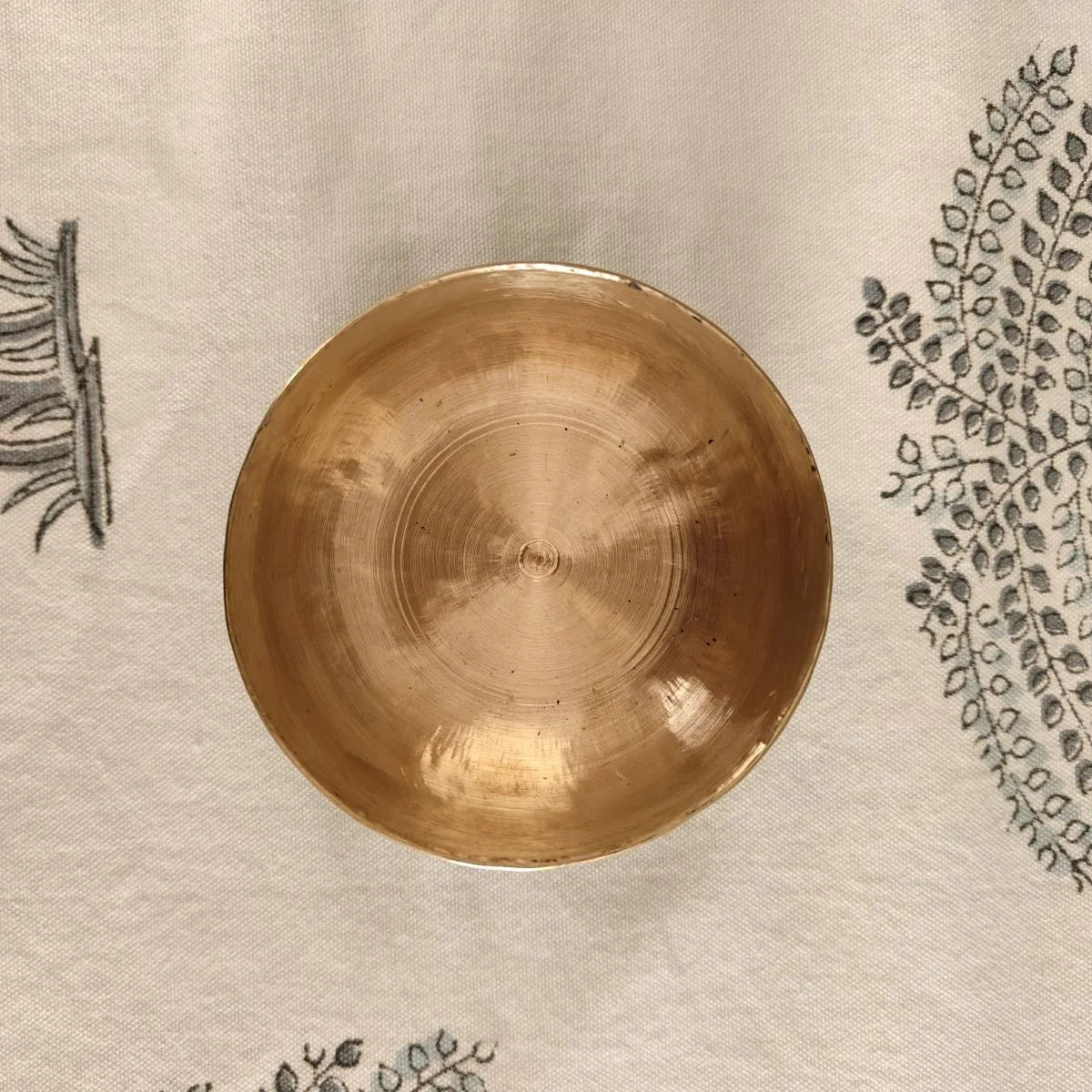 Kansa Regular shaped serving bowl top view-Zishta Traditional Bronze Serveware