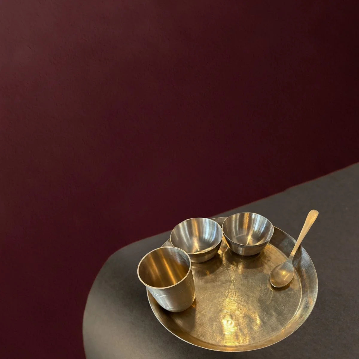 Kansa Thali Dinner Set Top View-Zishta Traditional Bronze Dinnerware