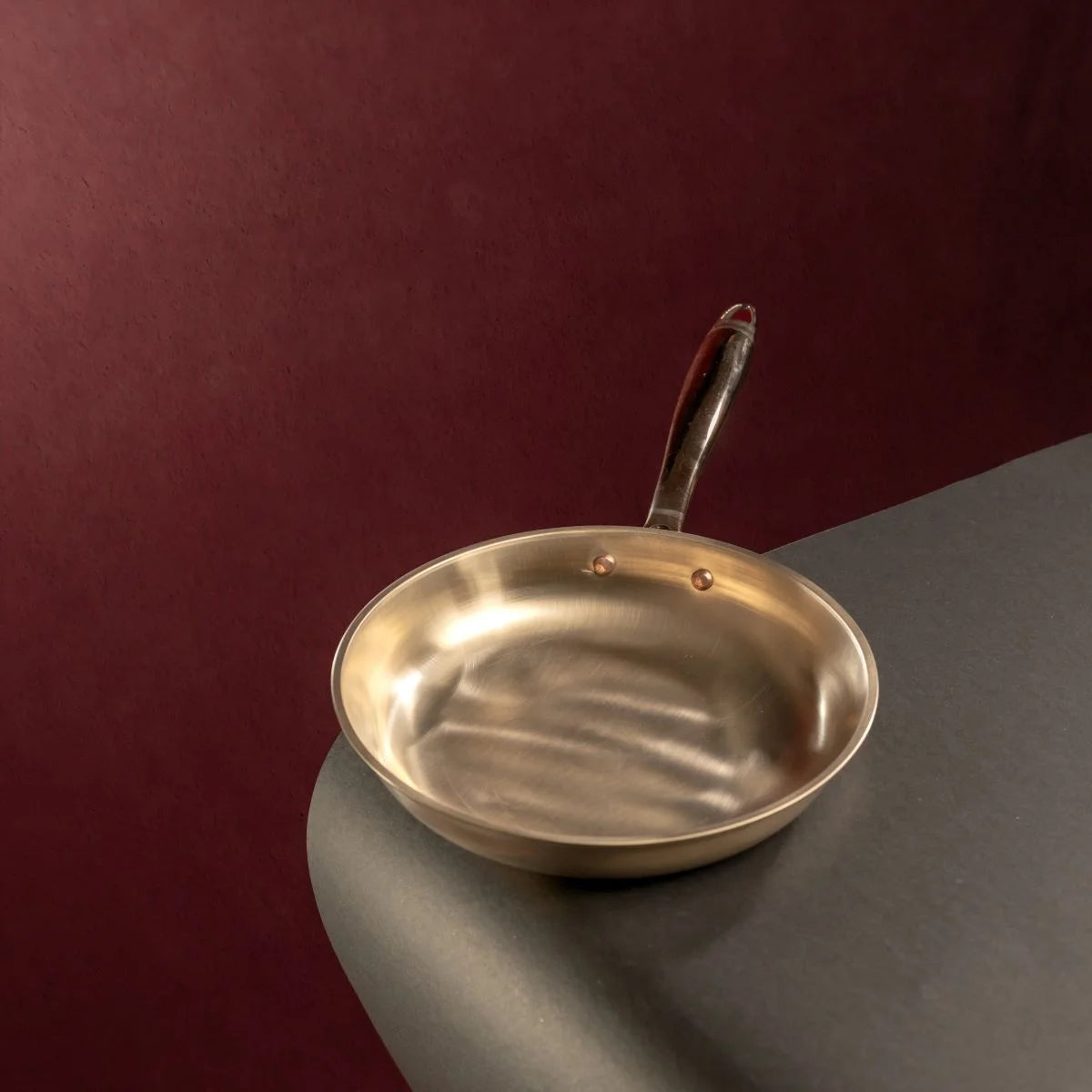 Tulsi Kansa Fry Pan Top View-Zishta Traditional Bronze Cookware