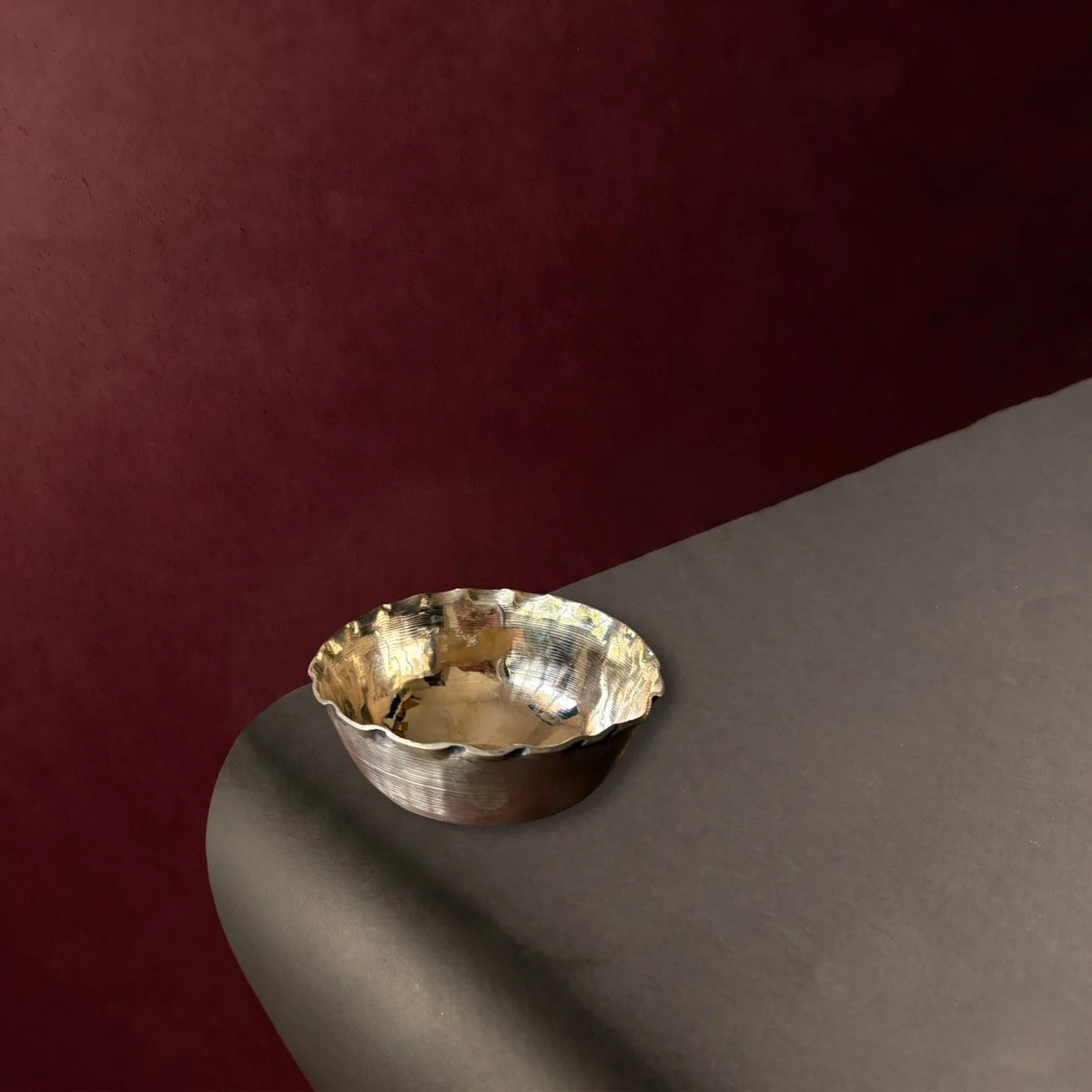 Handcrafted Kansa Katori Lehri- Kansa Serving Bowl from West Bengal Top View-Zishta Traditional Dinnerware