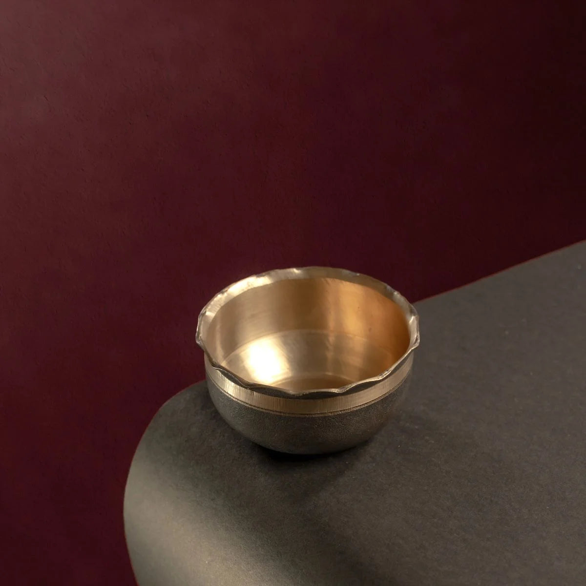 Kansa Petal Shaped Serving Bowl Top View-Zishta Traditional Bronze Serveware