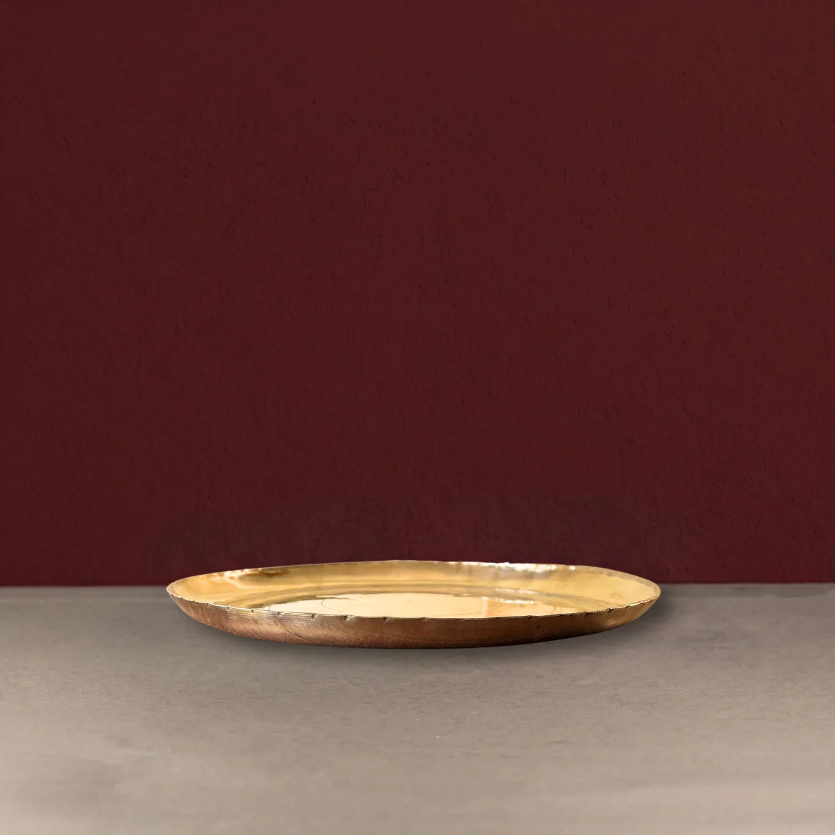 Kansa Thali Lehri- Handcrafted Bronze Dinner Plate from West Bengal . Zishta Traditional Dinnerware.
