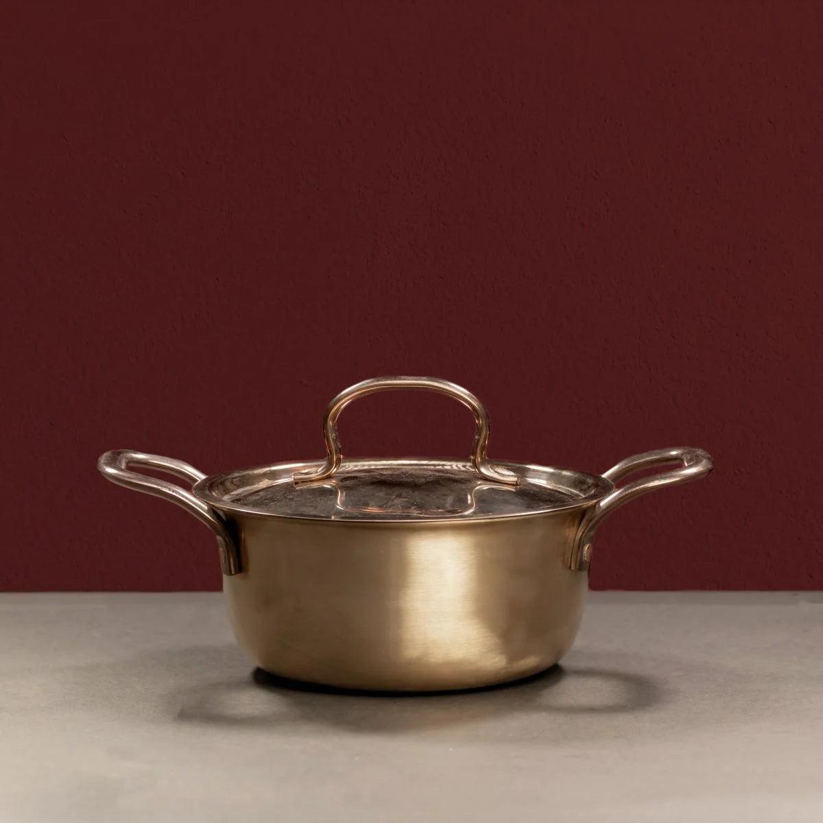 Kansa Tulsi Casserole Cooking Pot with Lid  Side View-Zishta Traditional Bronze Cookware