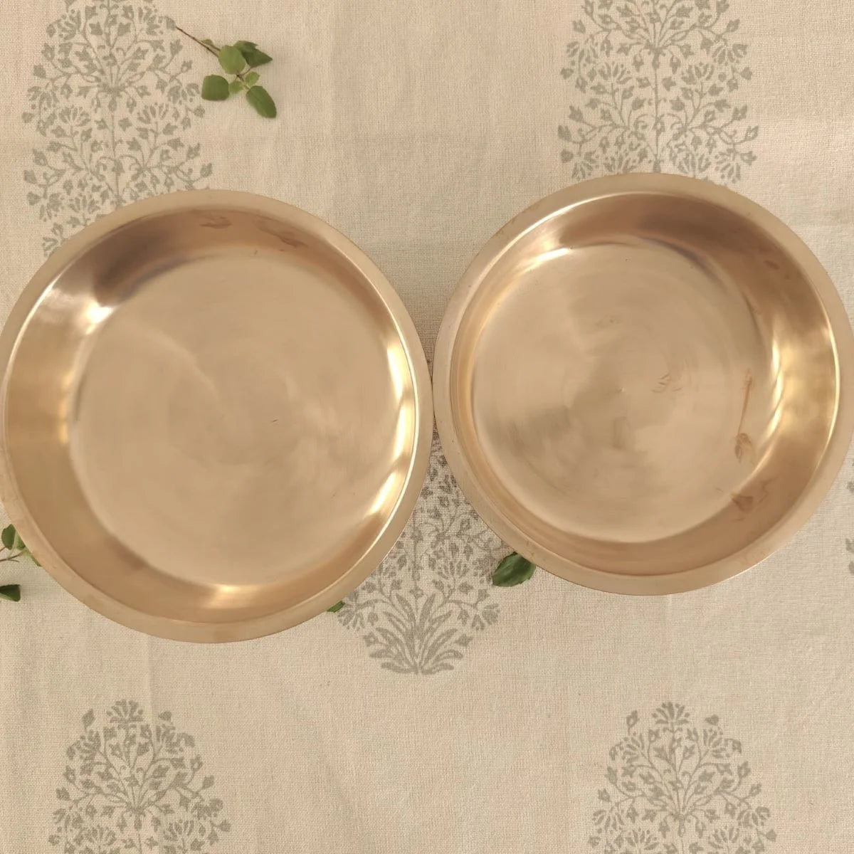 Two Kansa Tulsi Shallow Pans-Zishta Traditional Cookware