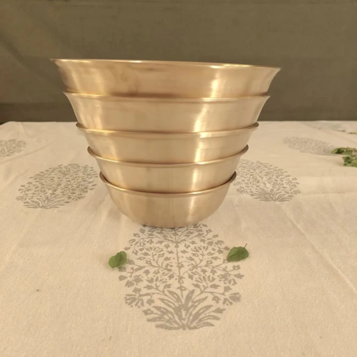 Stacked Tulsi Kansa Cookware Tasla without handle-Zishta Traditional Bronze Cookware