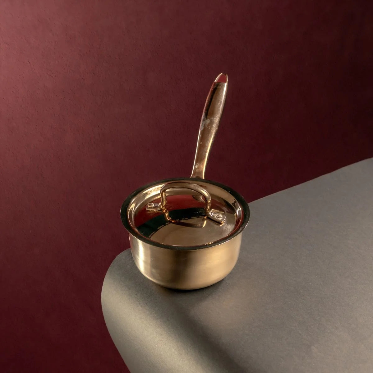 Kansa Tulsi Saucepan-Milk Pan with Lid Top View-Zishta Traditional 