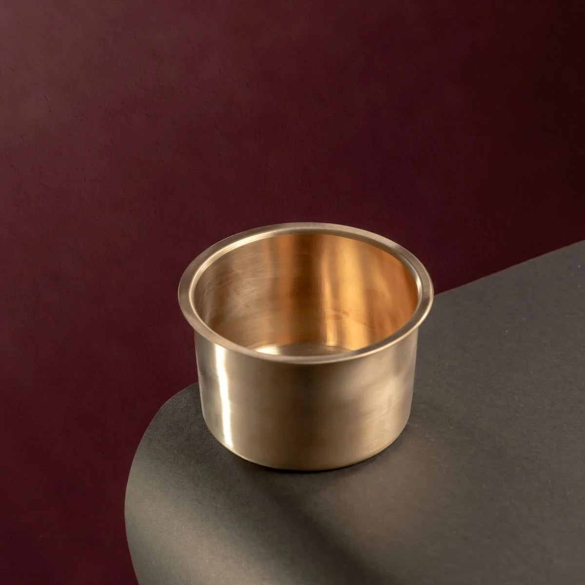 Kansa Tulsi Serveware Gravy Pot Gunj Top View-Zishta Traditional Serveware