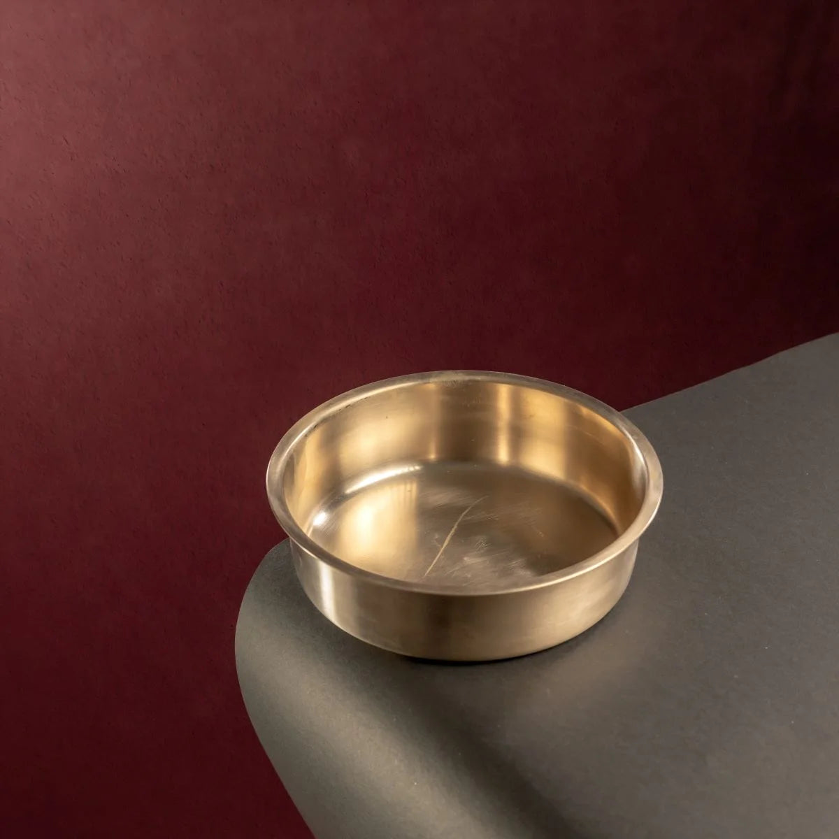 Kansa Tulsi Shallow Pan Tope Top View-Zishta Traditional Bronze Cookware