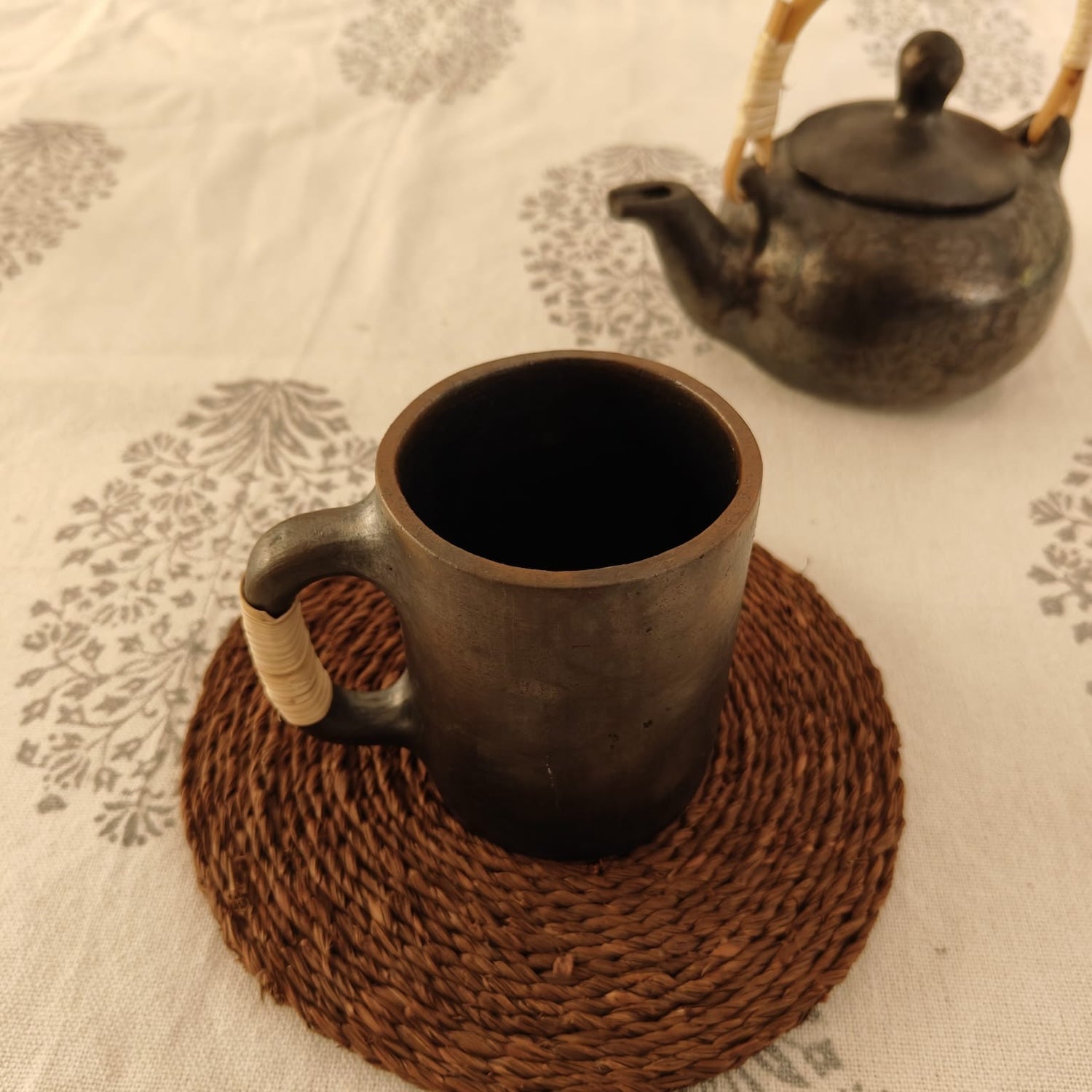 Manipur Black Pottery Milk Cup-4-Zishta Traditional Serveware