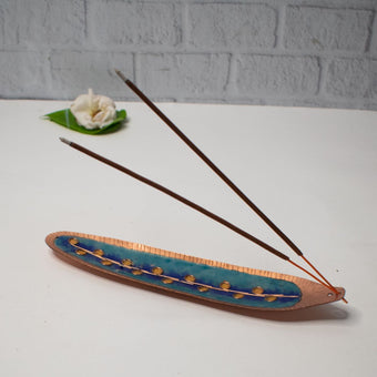 Meenakari Incense stick holder (Copper Enamel) - oval