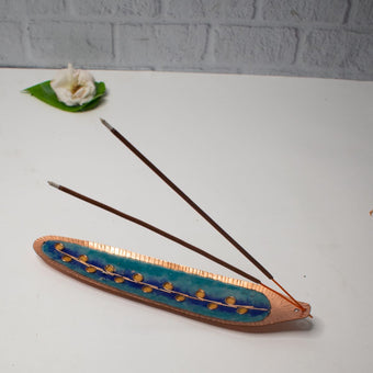 Meenakari Incense stick holder (Copper Enamel) - oval