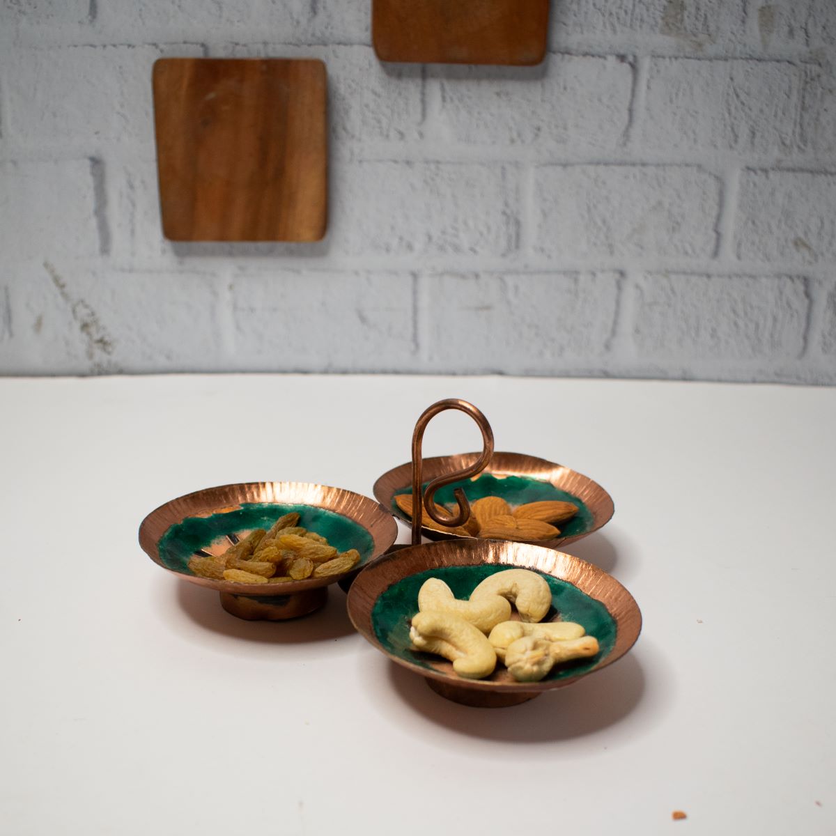 Meenakari Copper Enamel Dry Fruit Snack Bowl-Zishta Home Decor
