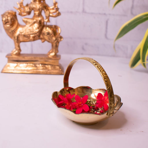 Miniature Brass Pooja Basket-1-Navratri Gift-Zishta Traditional Home Decor