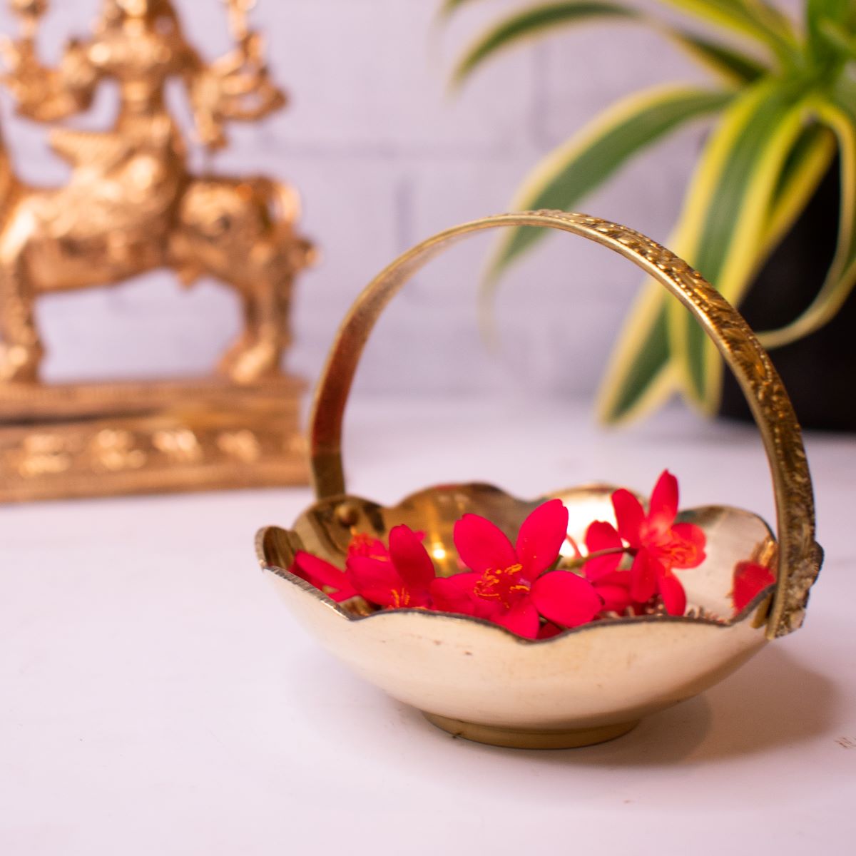 Miniature Brass Pooja Basket-2-Navratri Gift-Zishta Traditional Home Decor
