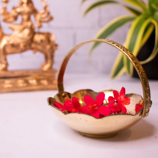 Miniature Brass Pooja Basket-2-Navratri Gift-Zishta Traditional Home Decor