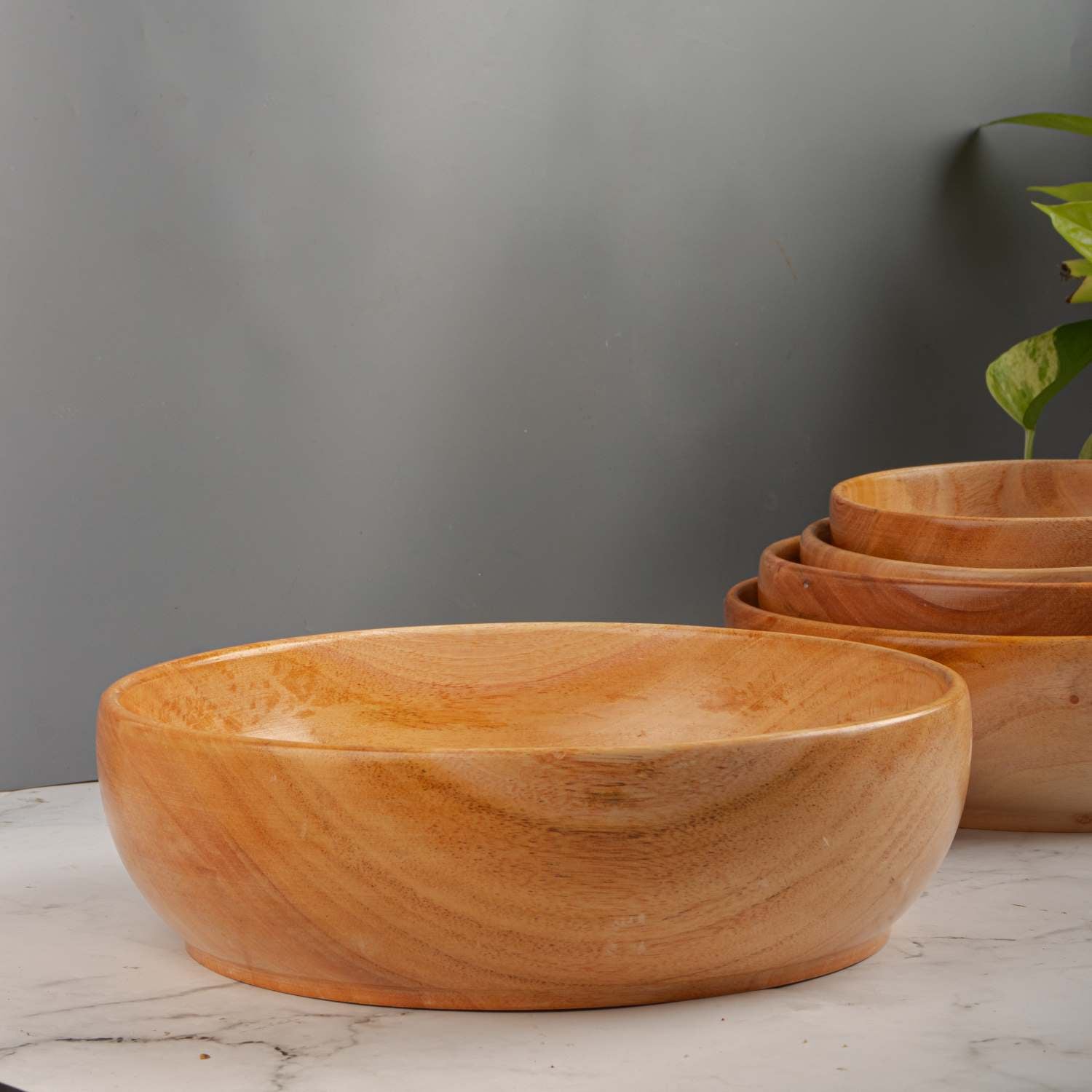 Neem Wood Serving Bowl-10 Inches-Zishta Tradition