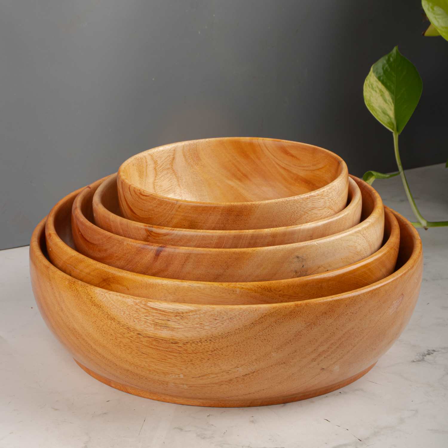 Neem Wood Serving Bowl-2-Zishta Tradition
