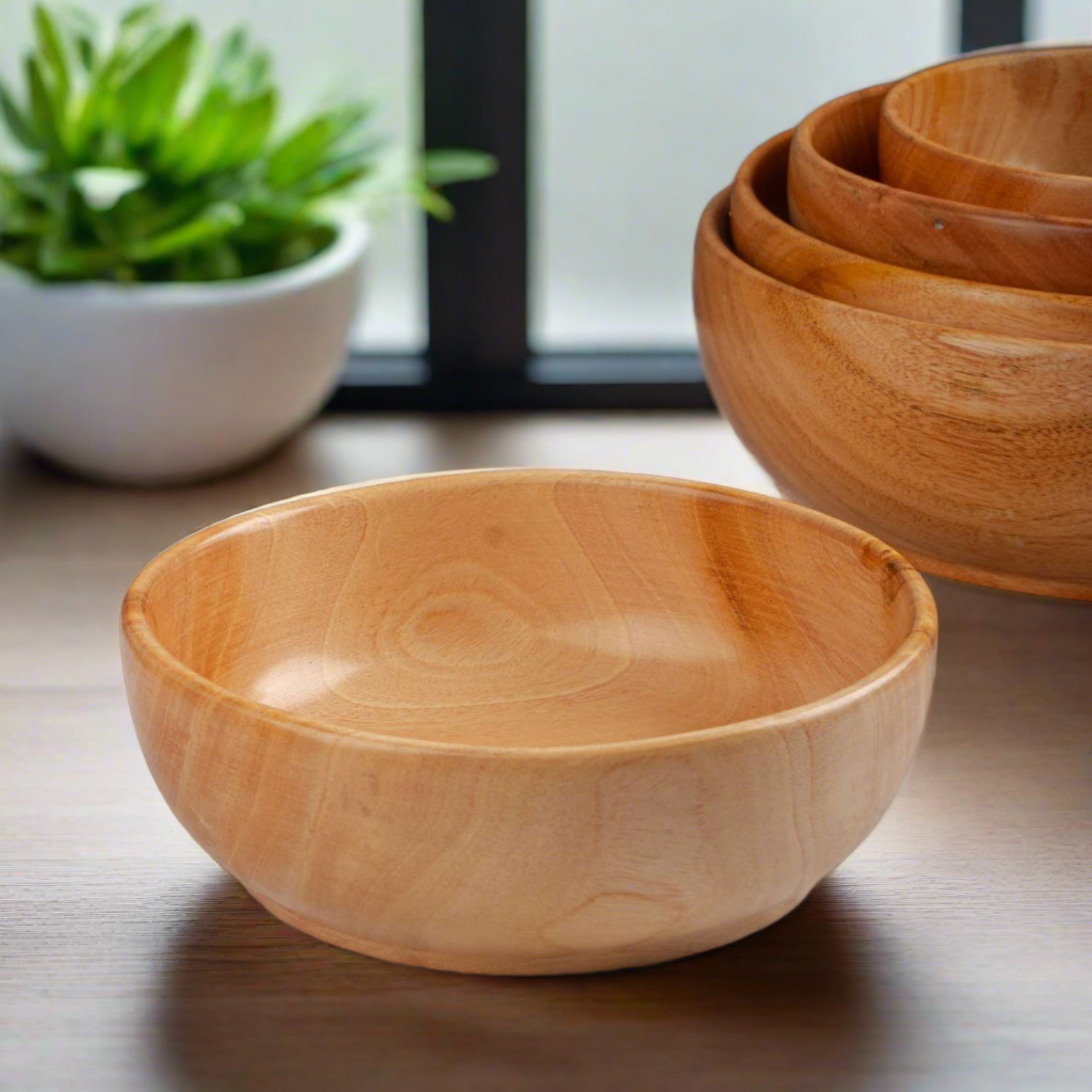 Neem Wood Serving Bowl-8 Inches-Zishta Traditional Serveware