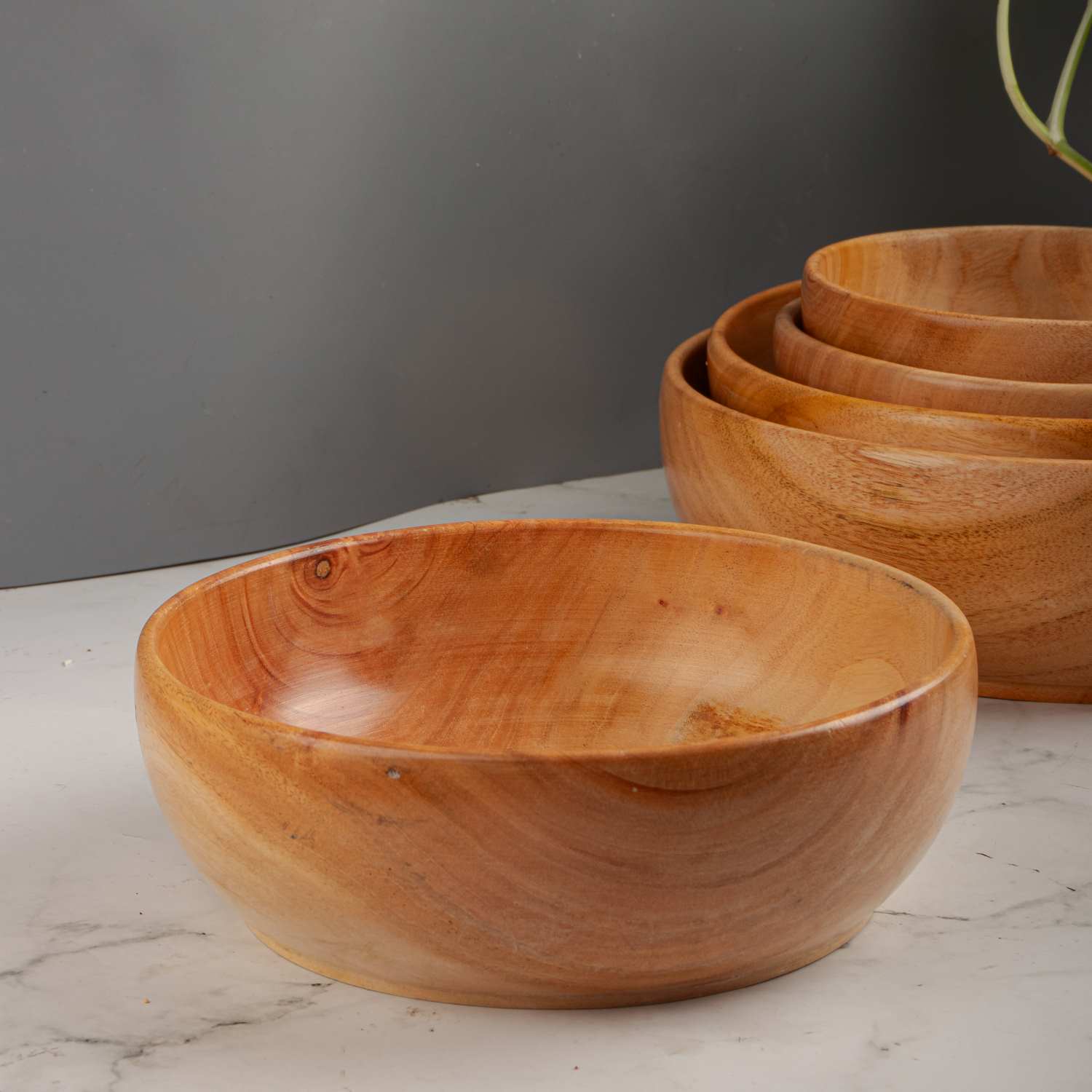 Neem Wood Serving Bowl-9 Inches-Zishta Tradition