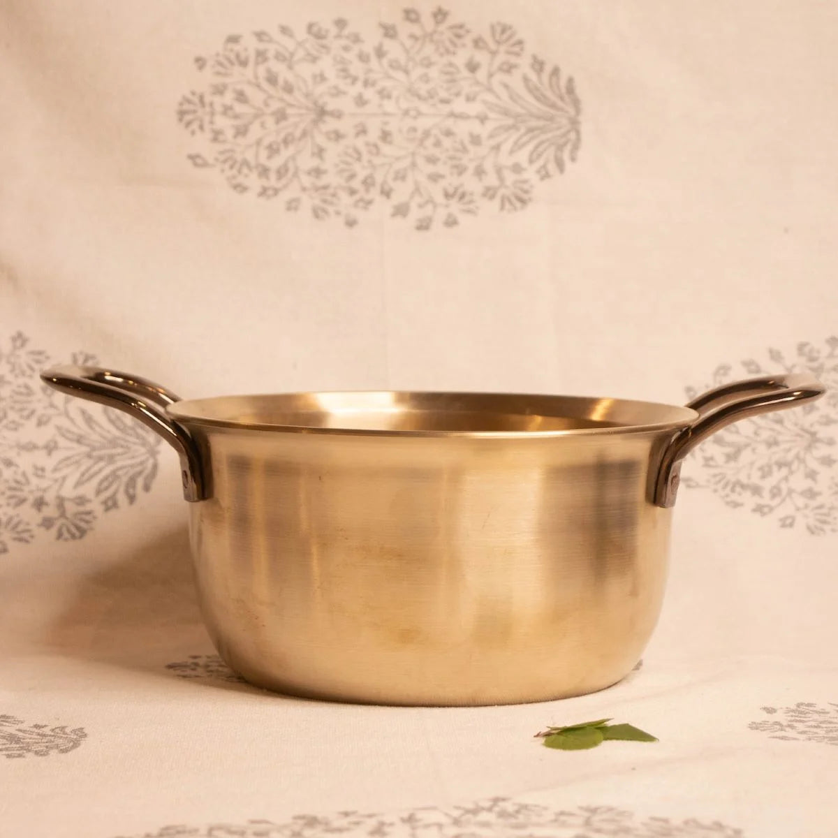 Pure Kansa Tulsi Casserole Closer View-Zishta Traditional Bronze Cookware