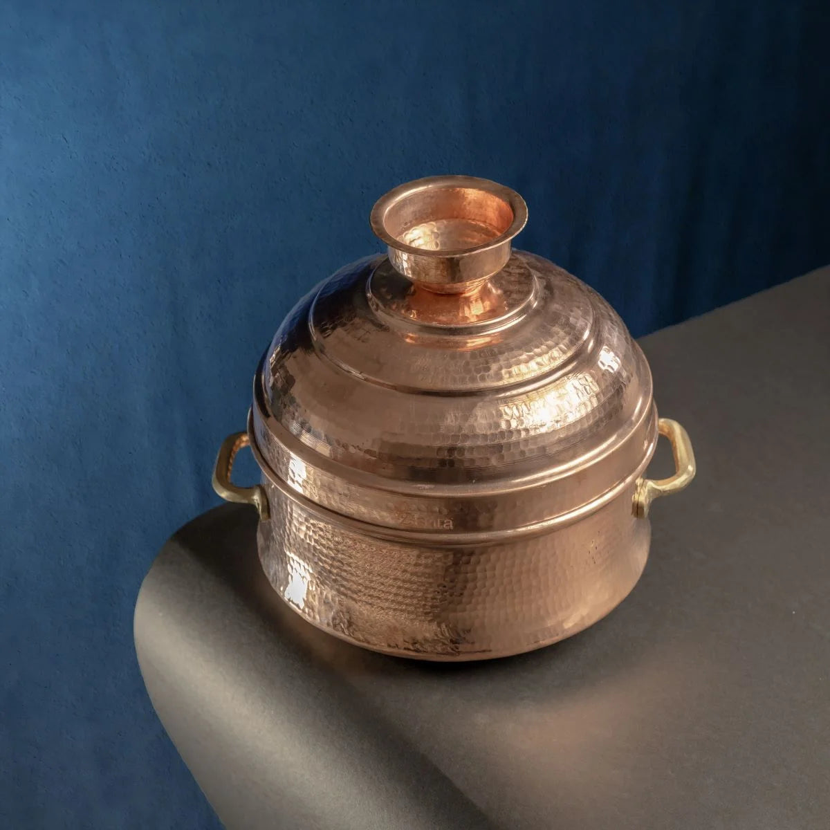 Traditional Copper Modal Patra-Steamer Vessel Top View-Zishta Traditional Cookware