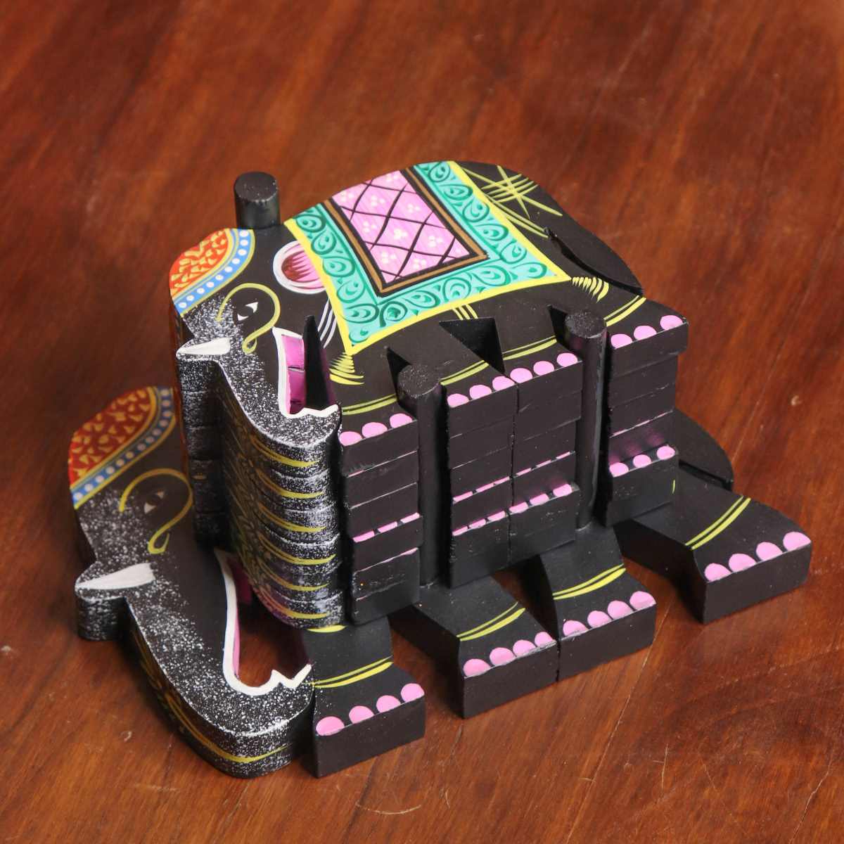 varanasi Wooden Elephant Coasters-6-Zishta Traditional Navratri Diwali Gifts