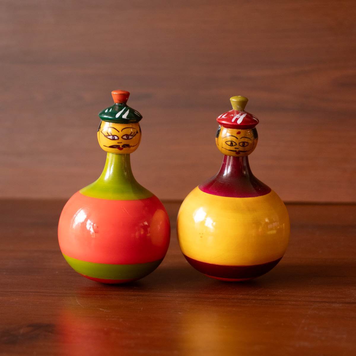 Wooden Balancing Doll-Set of 2-1-Zishta Traditional Toys-Navratri Diwali Gifts